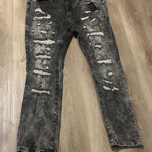 Men's Distressed Gray Skinny Jeans